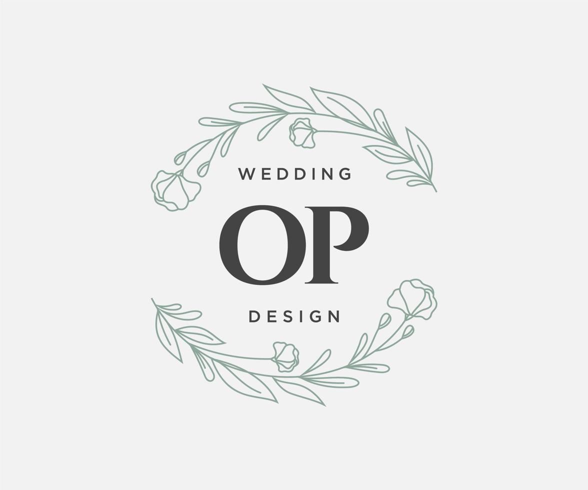 op initialen brief bruiloft monogram logos verzameling, hand- getrokken modern minimalistisch en bloemen Sjablonen voor uitnodiging kaarten, opslaan de datum, elegant identiteit voor restaurant, boetiek, cafe in vector