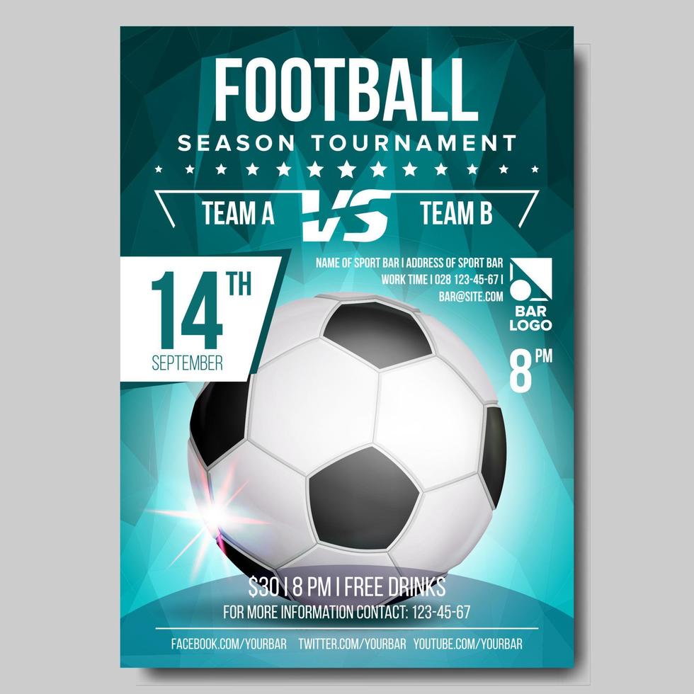 voetbal poster vector. banier reclame. sport evenement Aankondiging. bal. Aankondiging, spel, liga ontwerp. kampioenschap illustratie vector