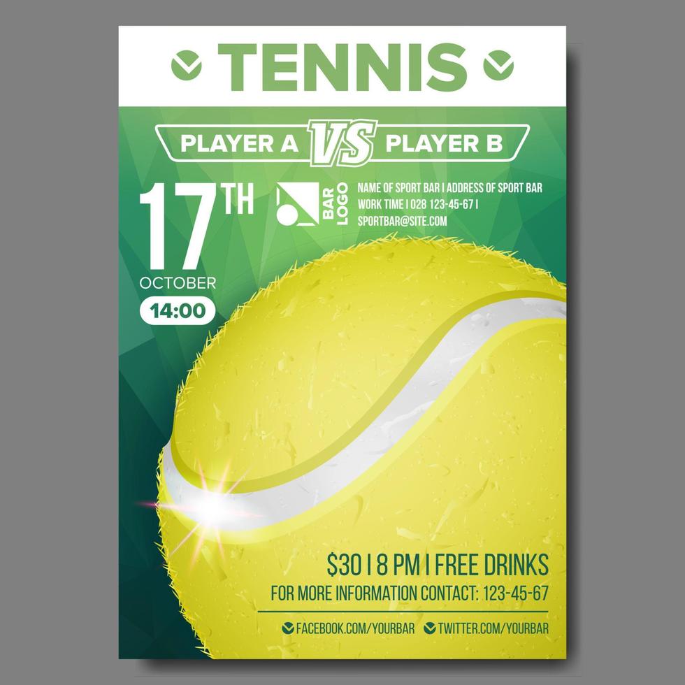 tennis poster vector. sport evenement Aankondiging. verticaal banier reclame. professioneel liga. evenement etiket illustratie vector
