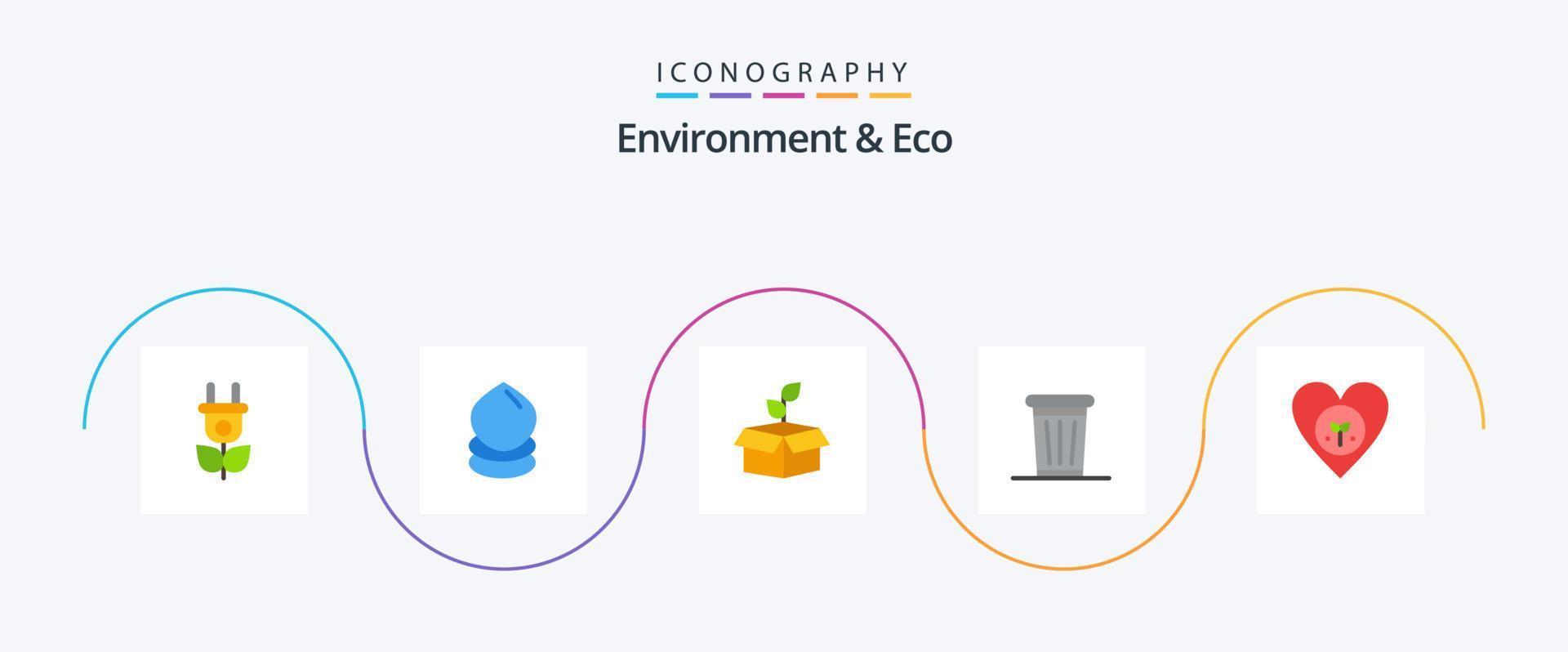 milieu en eco vlak 5 icoon pak inclusief omgeving. boom. ecologie. stroom. milieu vector