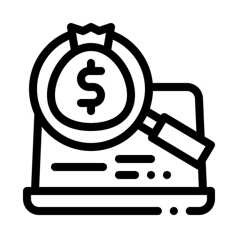 detectie van geld in computer icoon vector schets illustratie