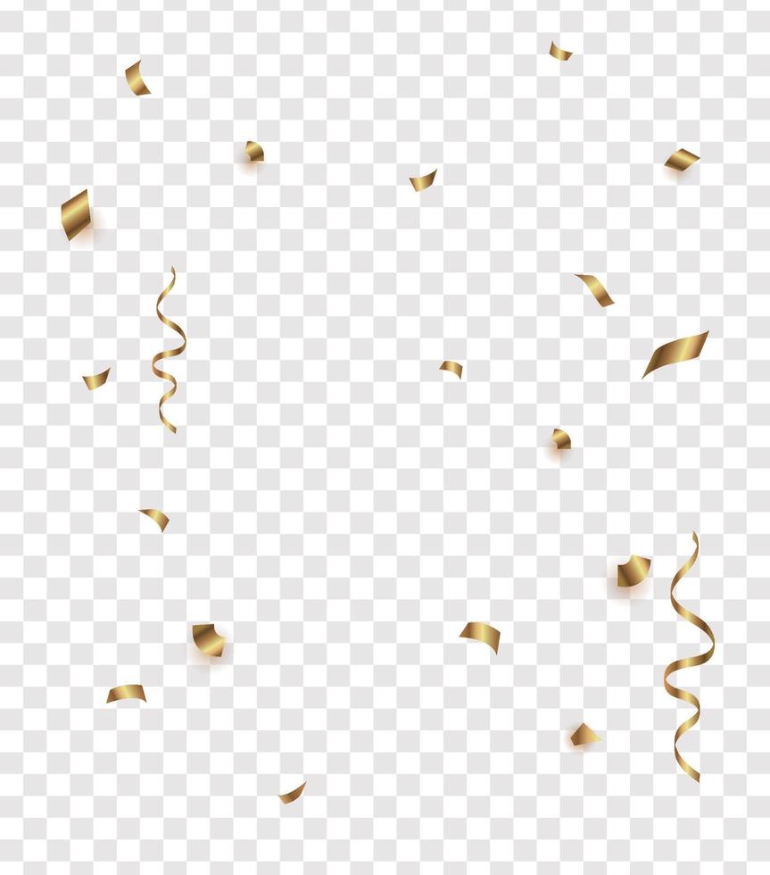 glimmend gouden confetti geïsoleerd Aan transparant achtergrond. helder feestelijk klatergoud van goud kleur.luxe achtergrond vector