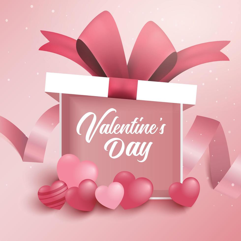 gelukkig Valentijnsdag dag groet uitverkoop banier met geschenk doos.geschikt voor moeder dag en vrouw dag en bruiloft uitnodiging. vector