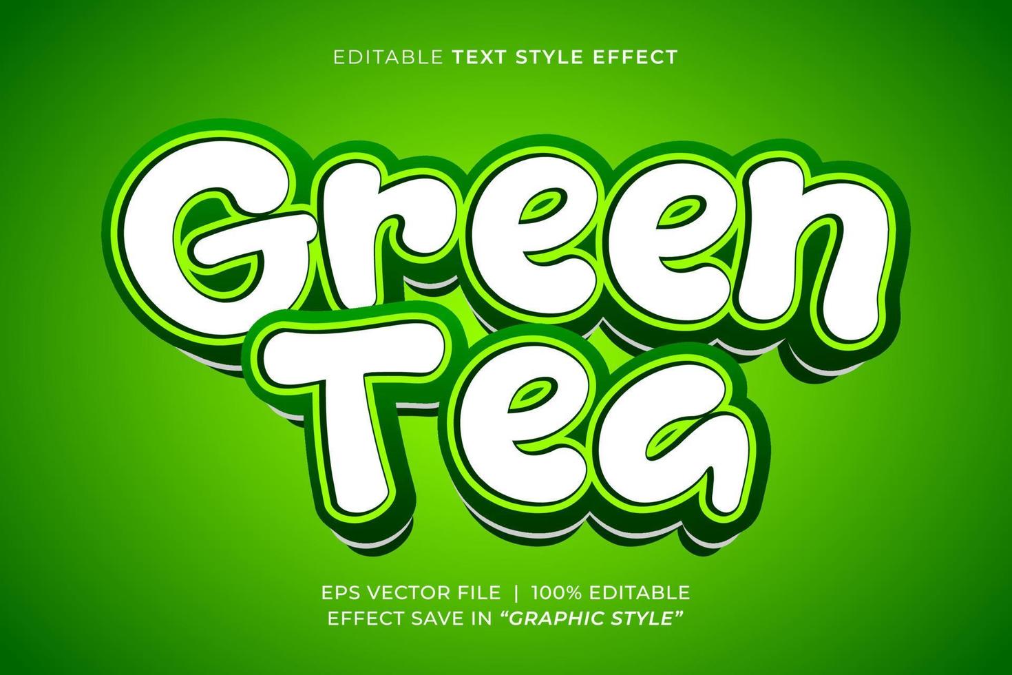 groen thee bewerkbare tekst effect vector