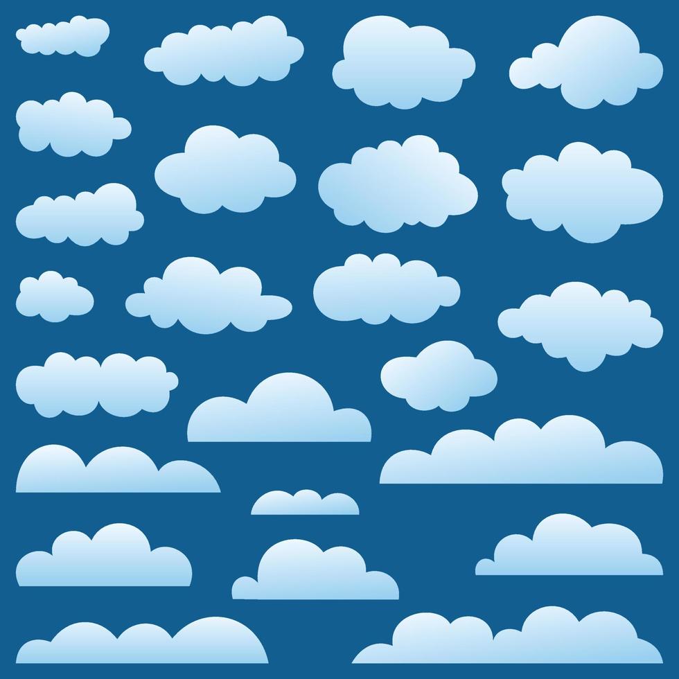 verzameling van wolken Aan een blauw achtergrond. een vector illustratie