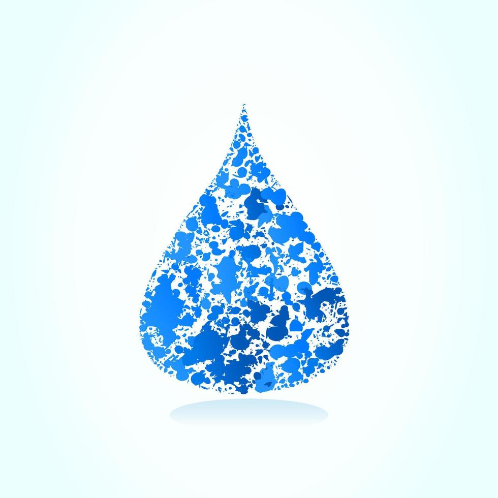 blauw laten vallen van water Aan een grijs achtergrond vector