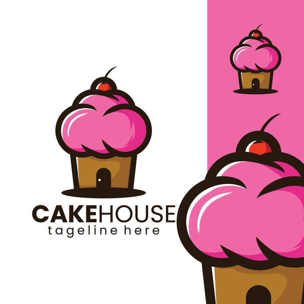 schattig taart huis logo illustratie vector