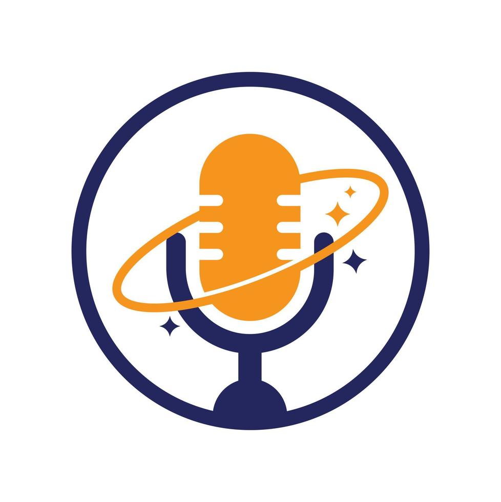 podcast planeet vector logo ontwerp. creatief ruimte podcast logo ontwerp.