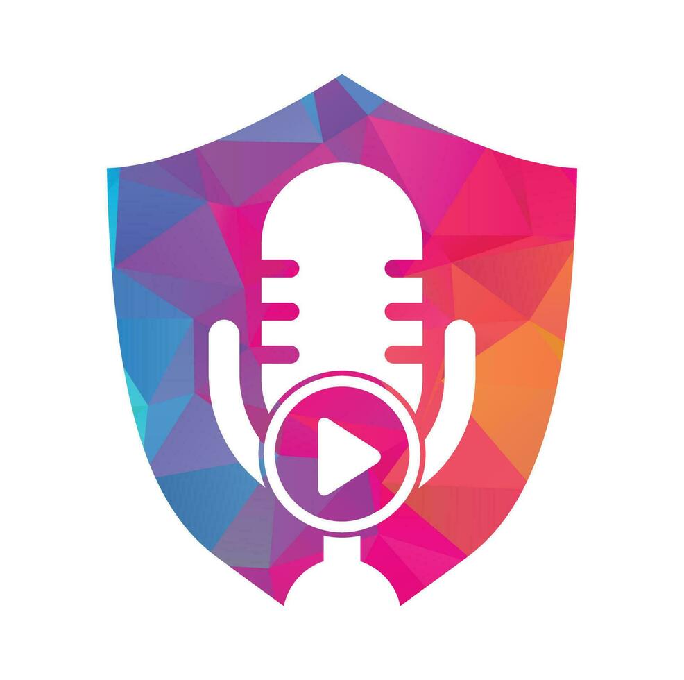 video Speel podcast logo sjabloon ontwerp. podcast kanaal of radio logo ontwerp. vector