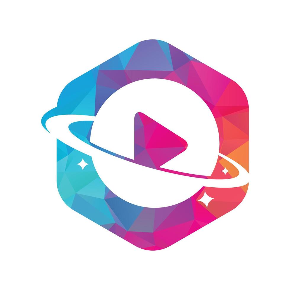 muziek- planeet logo ontwerp concept. muziek- Speel icoon symbool ontwerp. vector