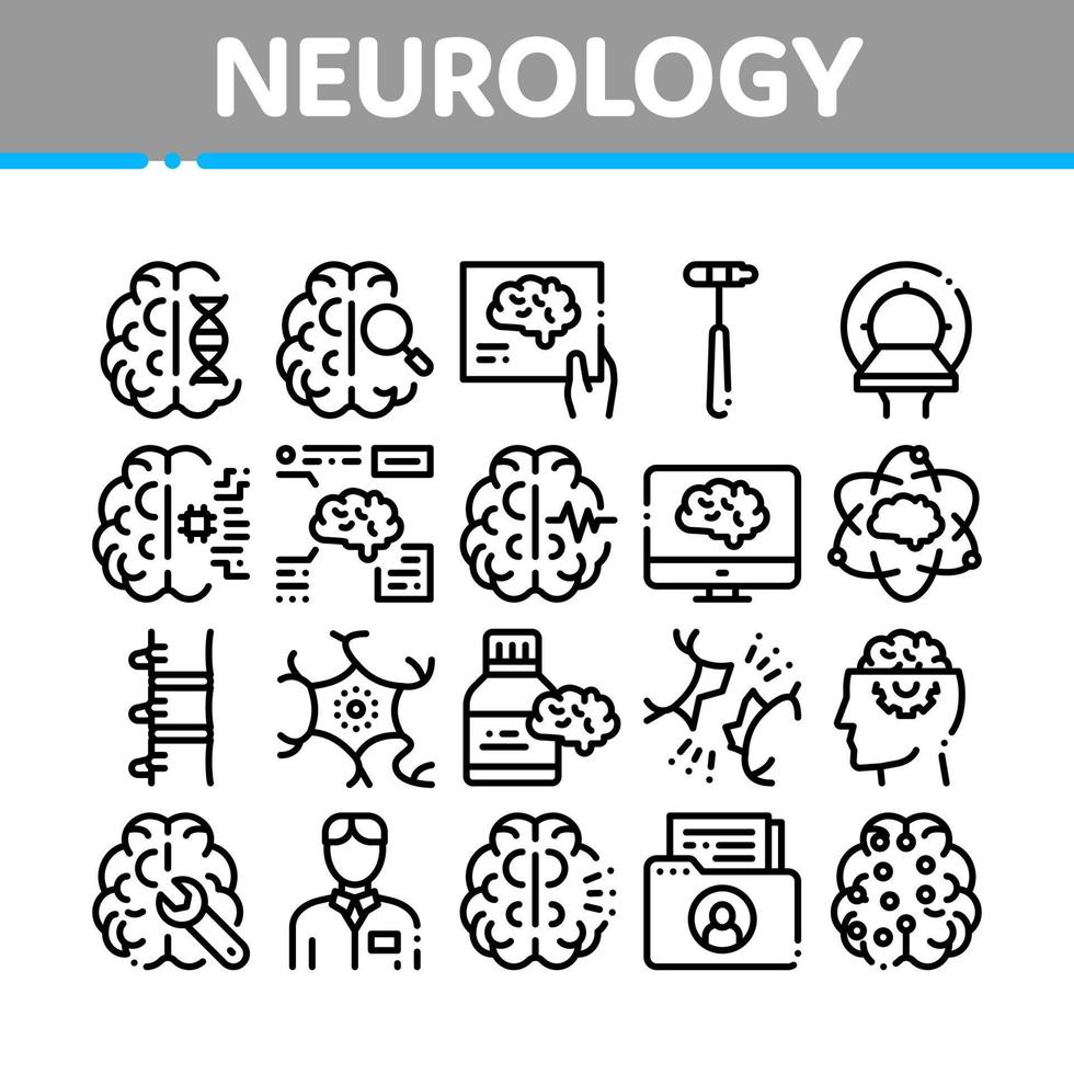 neurologie geneeskunde verzameling pictogrammen reeks vector