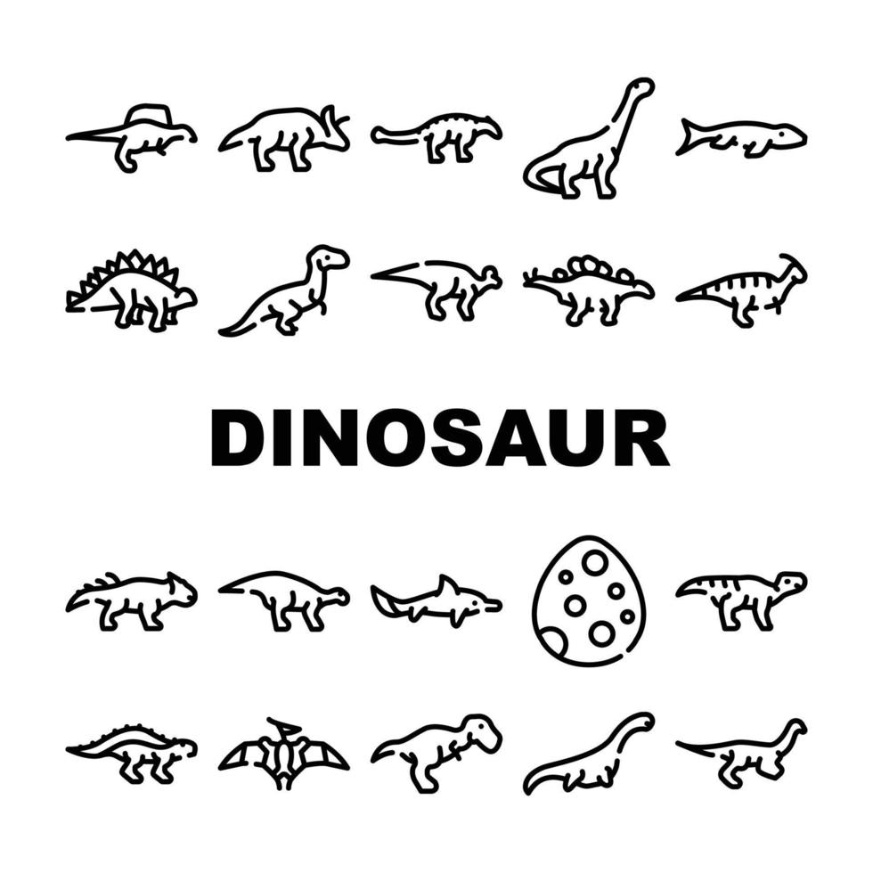 dinosaurus wild dier verzameling pictogrammen reeks vector