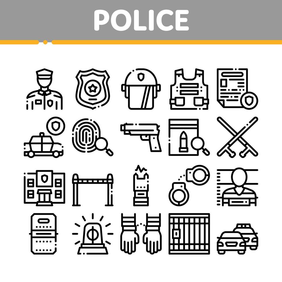 Politie afdeling verzameling pictogrammen reeks vector