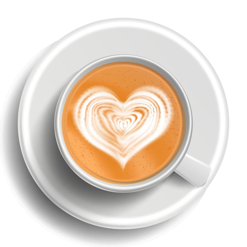 koffie kunst vector. kop top visie. heet cappuccino koffie. wit mok. realistisch illustratie vector