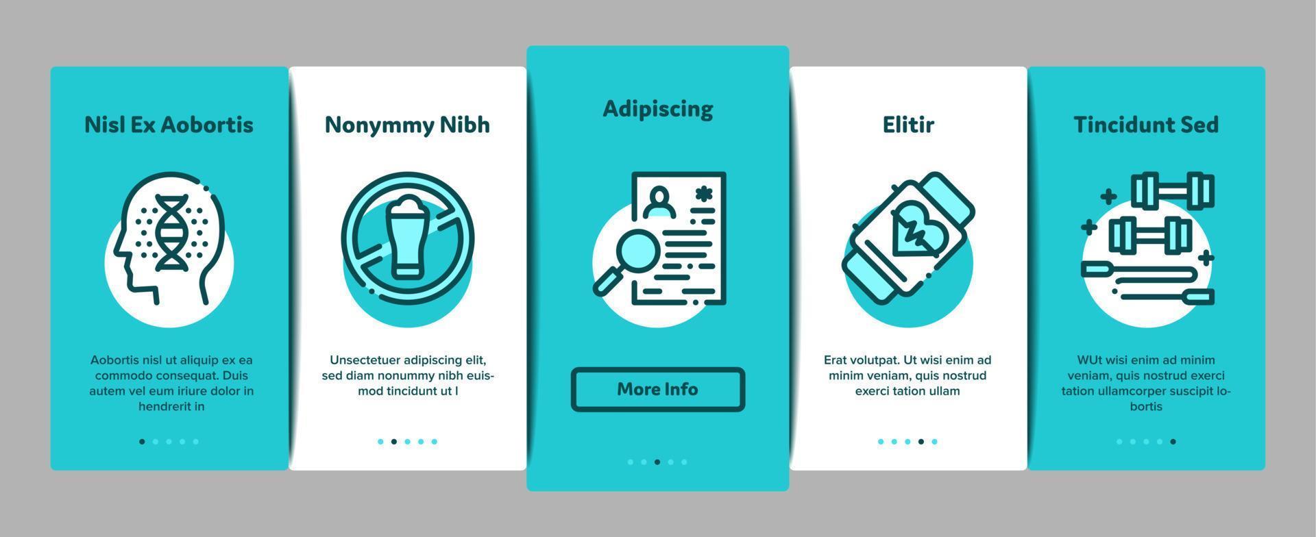 gezond levensstijl onboarding elementen pictogrammen reeks vector