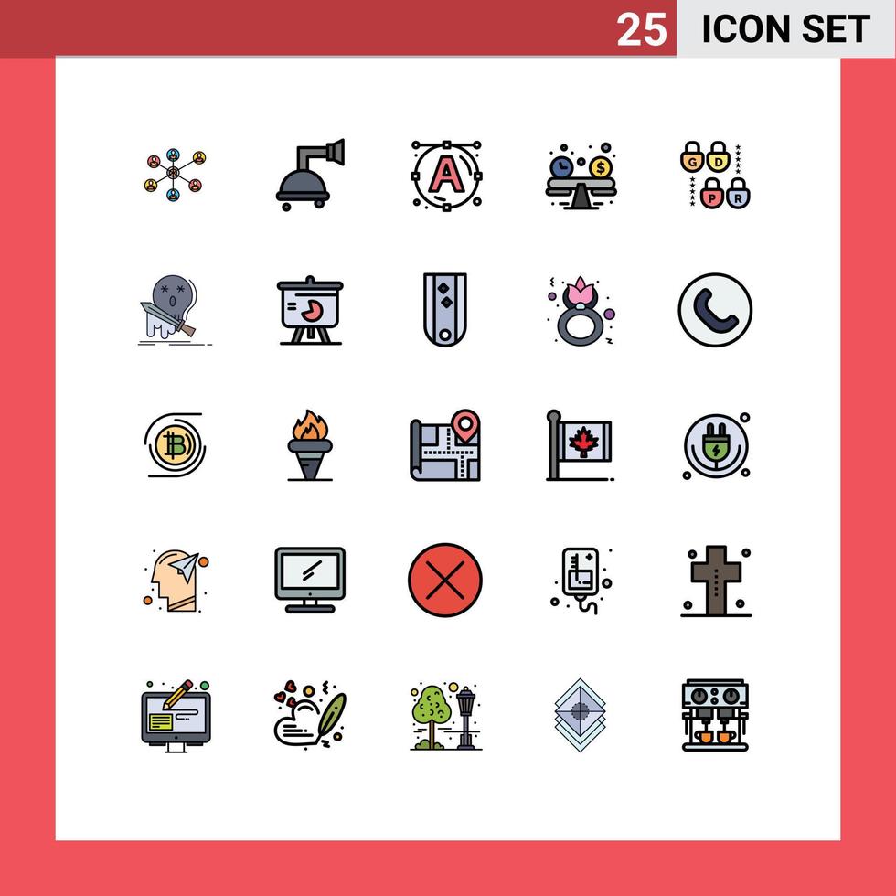 reeks van 25 modern ui pictogrammen symbolen tekens voor frag veiligheid tekst slot creatief bewerkbare vector ontwerp elementen