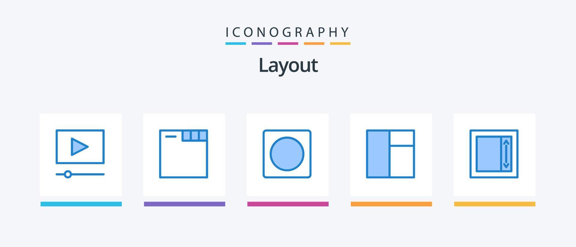 lay-out blauw 5 icoon pak inclusief . indeling. indeling. veld. creatief pictogrammen ontwerp vector