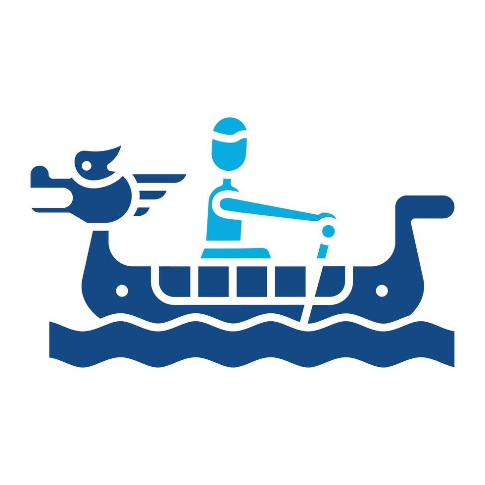 draak boot racing glyph twee kleur icoon vector