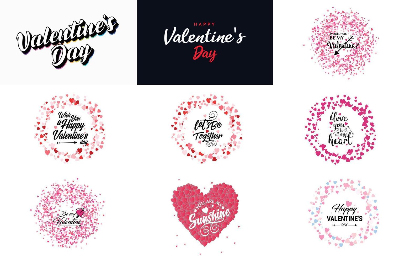 gelukkig Valentijnsdag dag typografie ontwerp met een hartvormig ballon en een helling kleur regeling vector