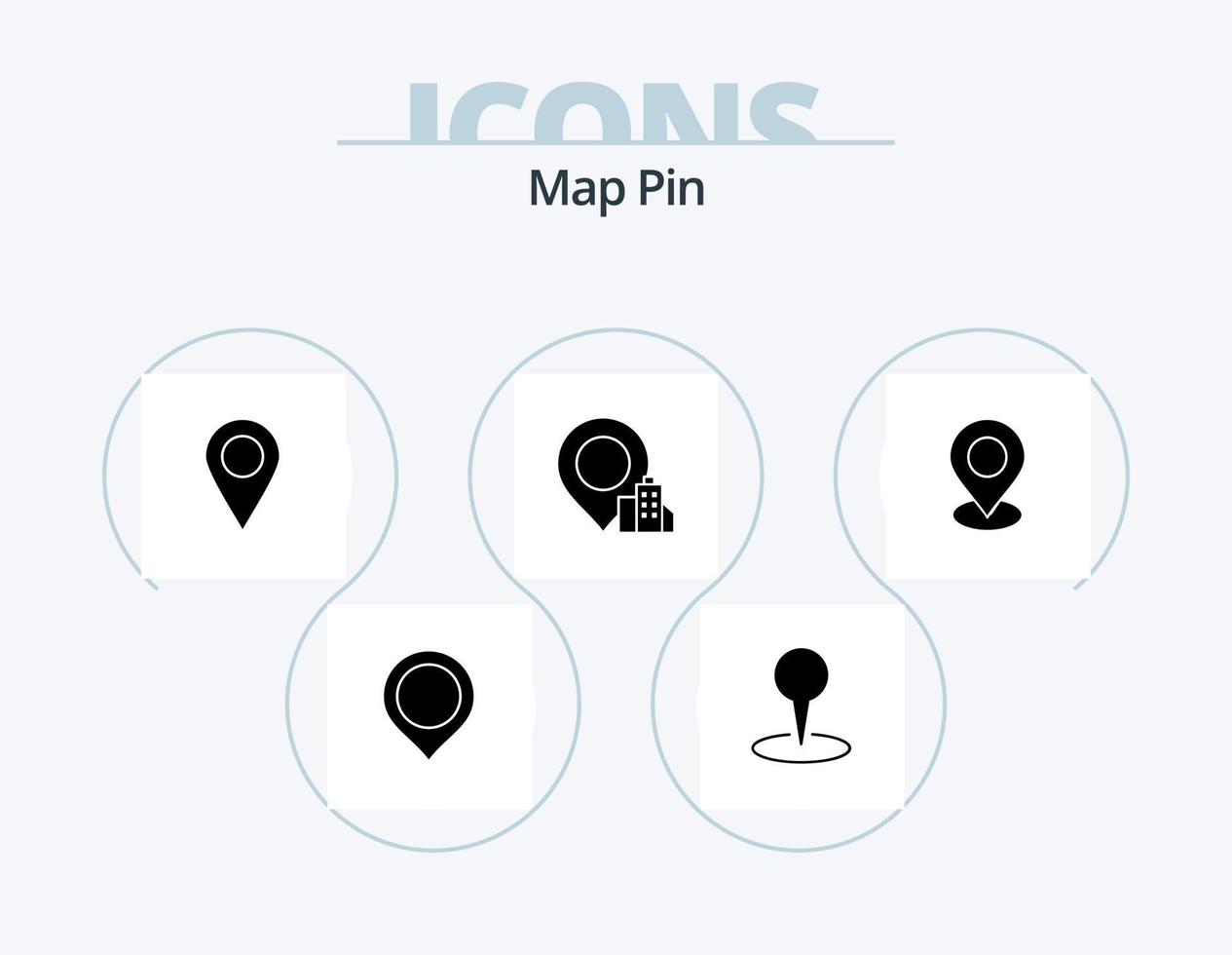 kaart pin glyph icoon pak 5 icoon ontwerp. . gebouw. . markeerstift vector