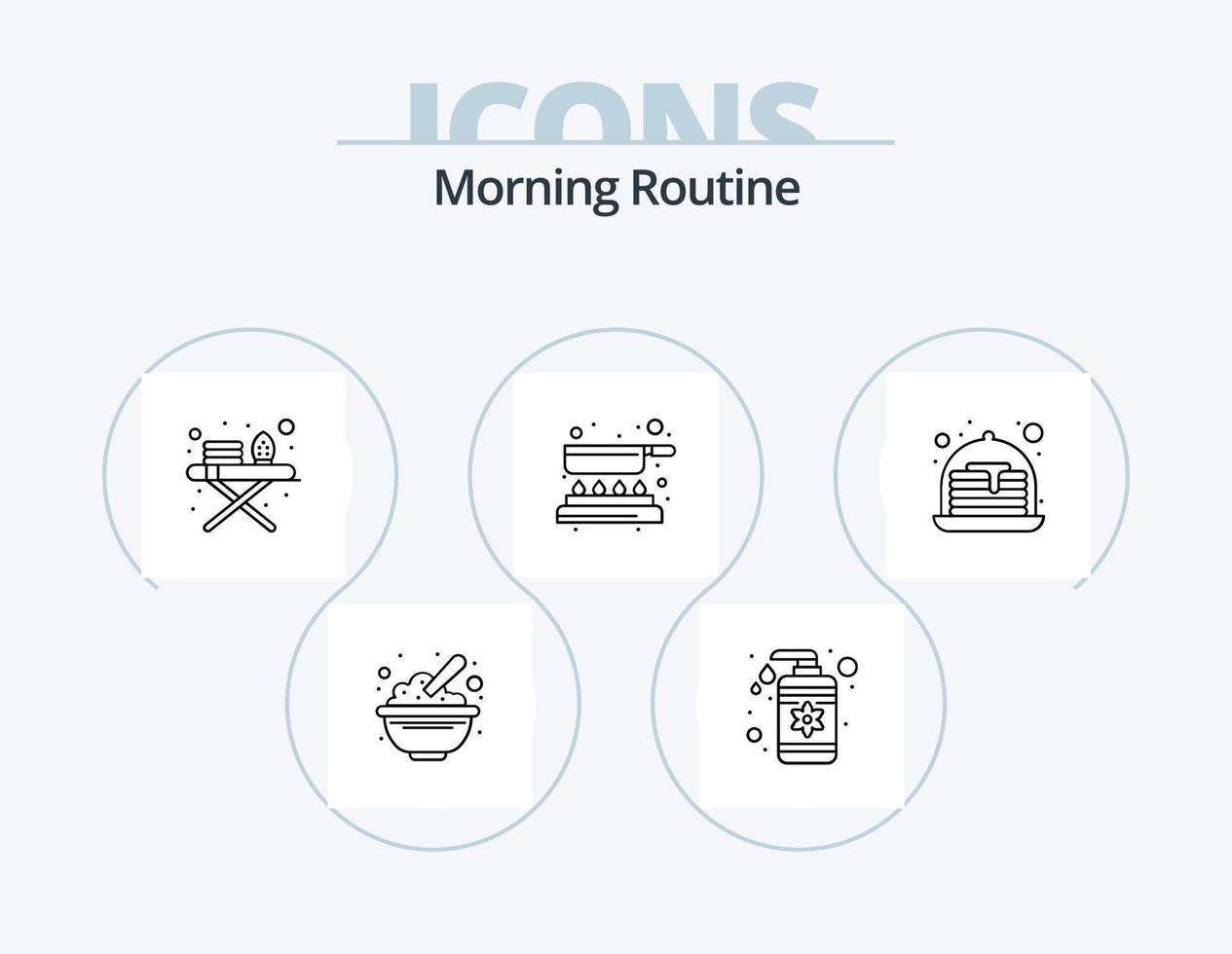 ochtend- routine- lijn icoon pak 5 icoon ontwerp. voering. lippen stok. fles. set. kam vector