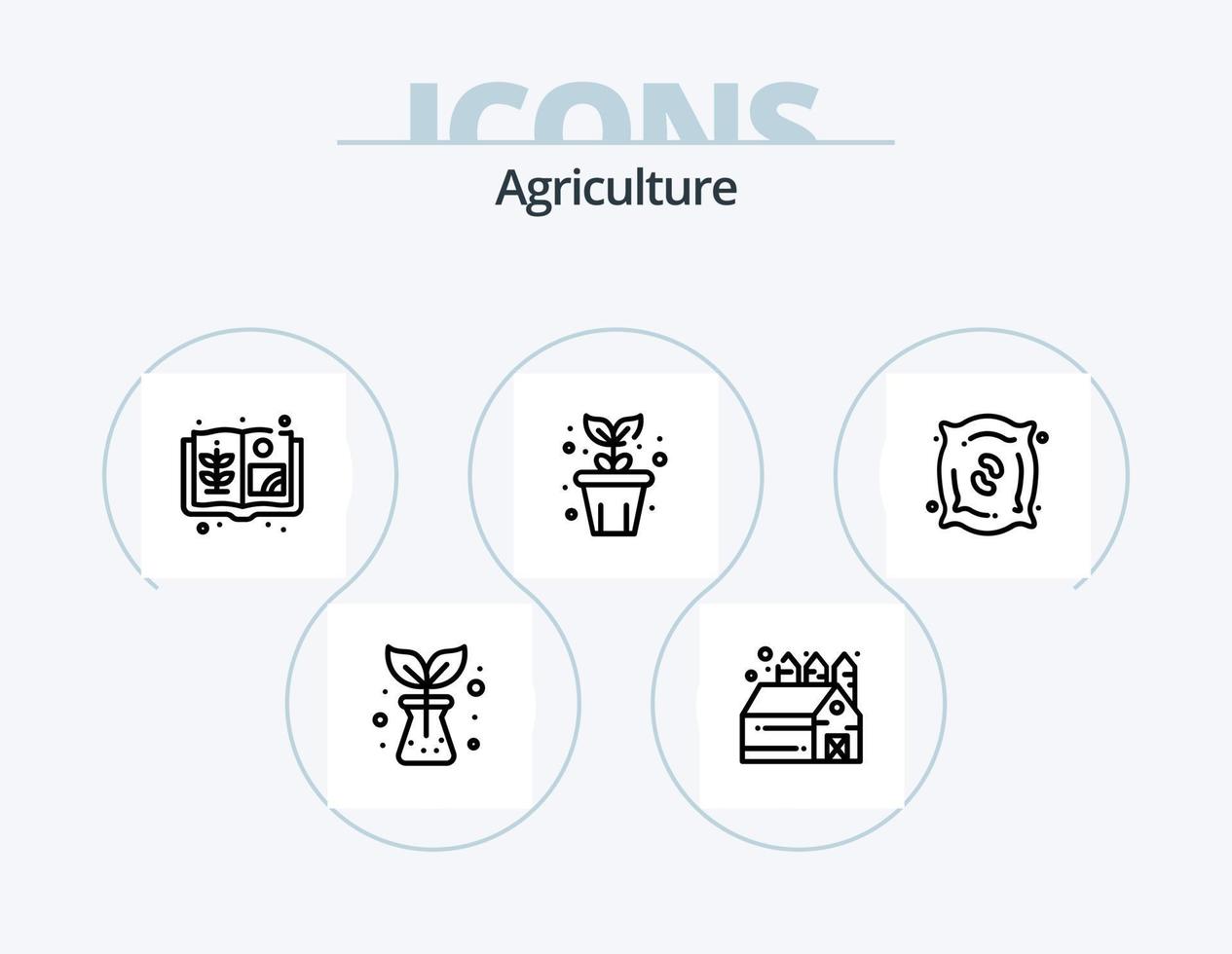landbouw lijn icoon pak 5 icoon ontwerp. tuin. landbouw. groente. pakhuis. landbouw vector