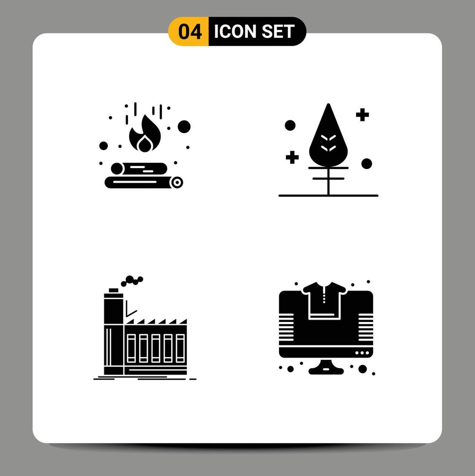 voorraad vector icoon pak van 4 lijn tekens en symbolen voor kampvuur industrie vlam geven productie bewerkbare vector ontwerp elementen
