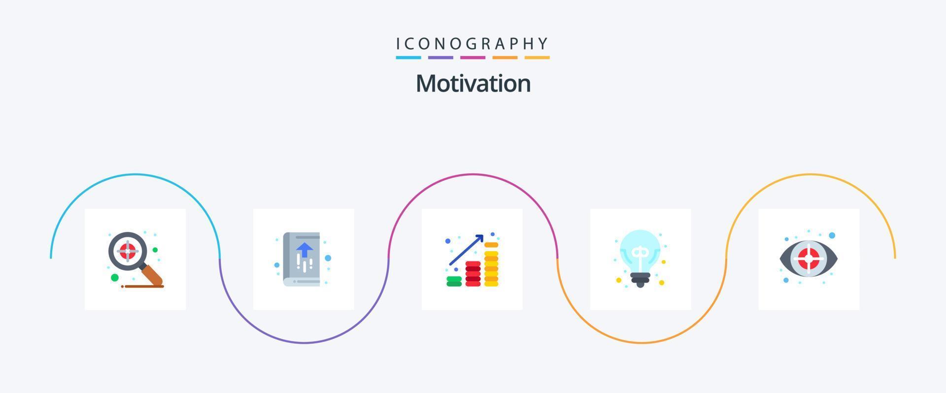 motivatie vlak 5 icoon pak inclusief misdrijf. mooi zo idee. munten. uitstekend idee. geld omhoog vector