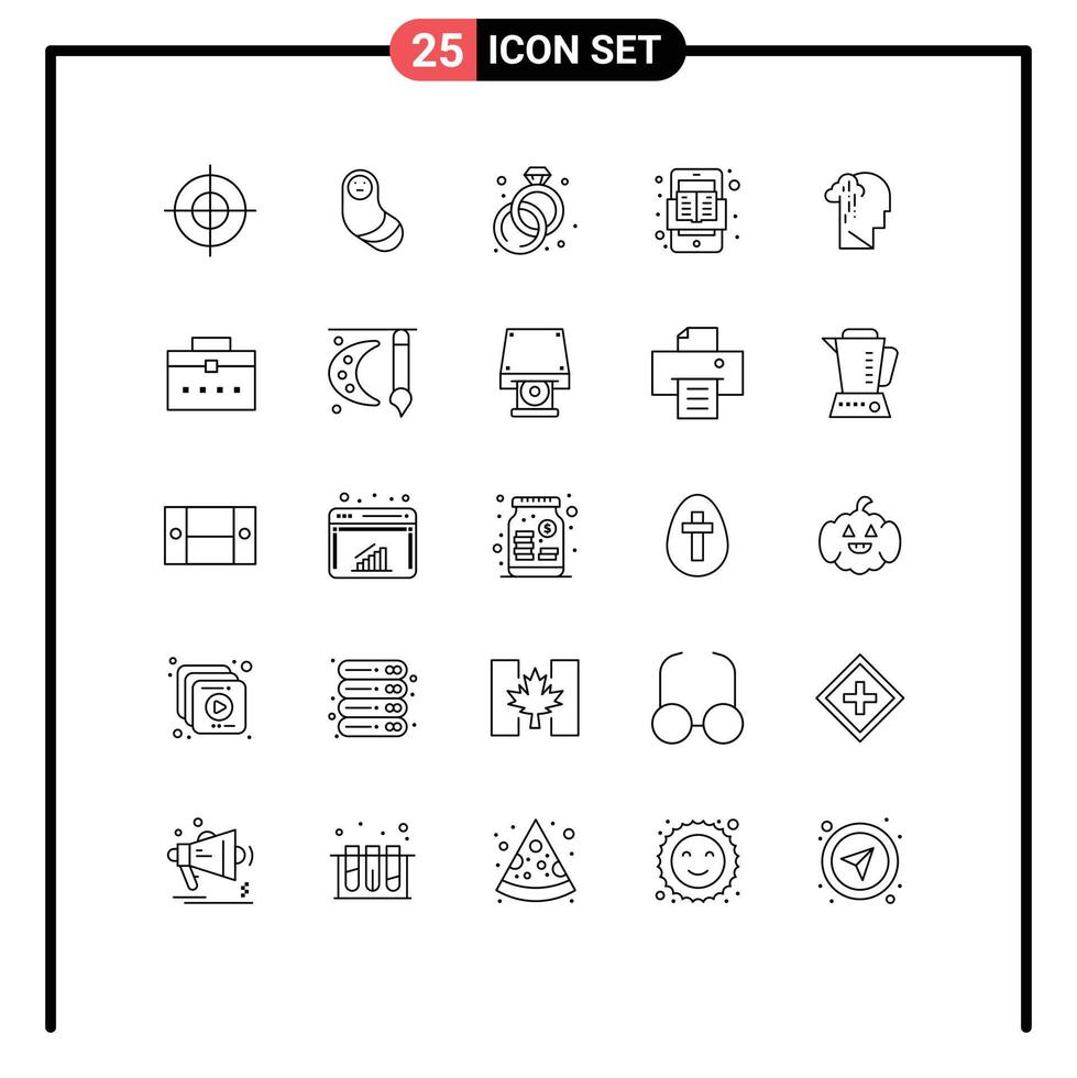 25 creatief pictogrammen modern tekens en symbolen van melancholie rouw sieraden depressie online bewerkbare vector ontwerp elementen