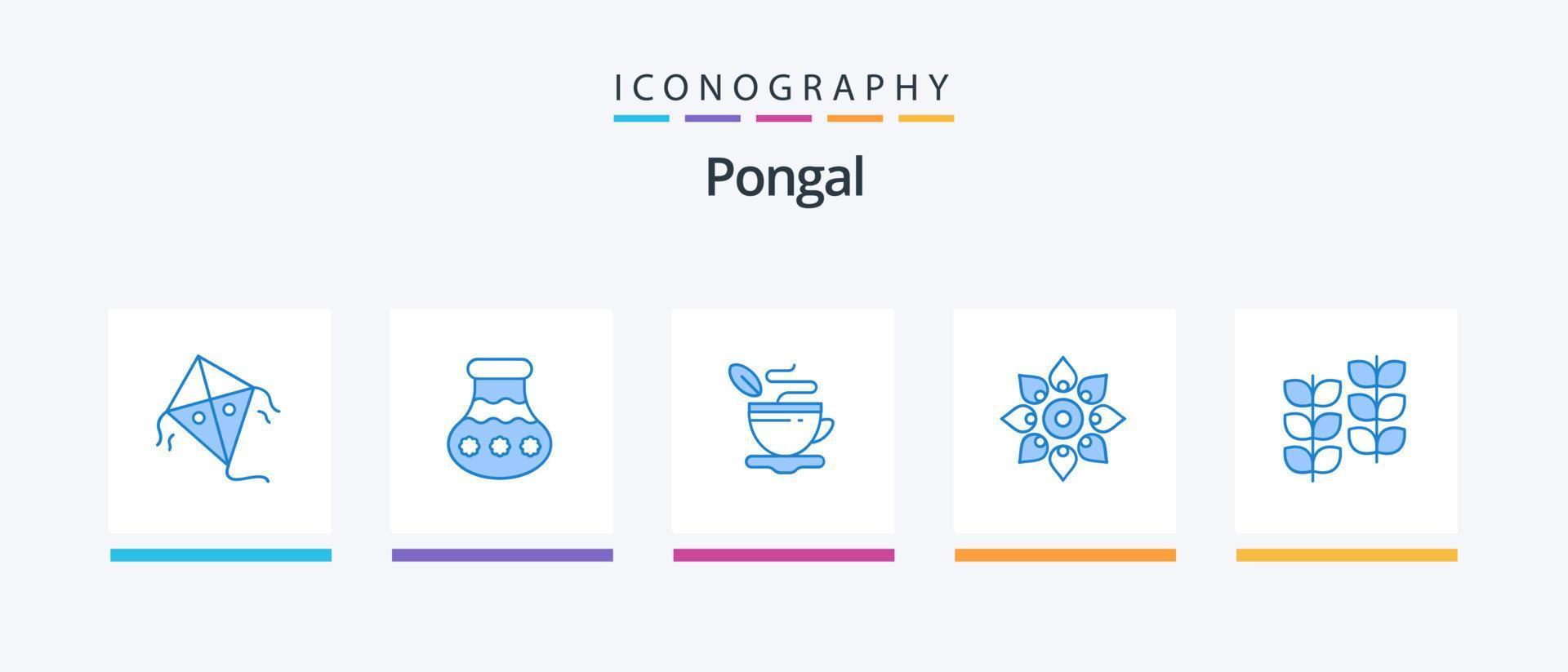 pongal blauw 5 icoon pak inclusief holi. divali. thee . decoratie. vieren. creatief pictogrammen ontwerp vector