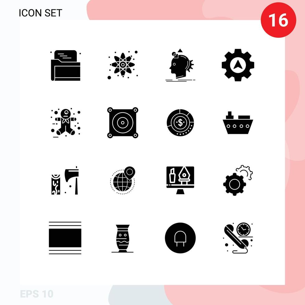 mobiel koppel solide glyph reeks van 16 pictogrammen van halloween eng gember fantasierijk uitrusting navigatie bewerkbare vector ontwerp elementen