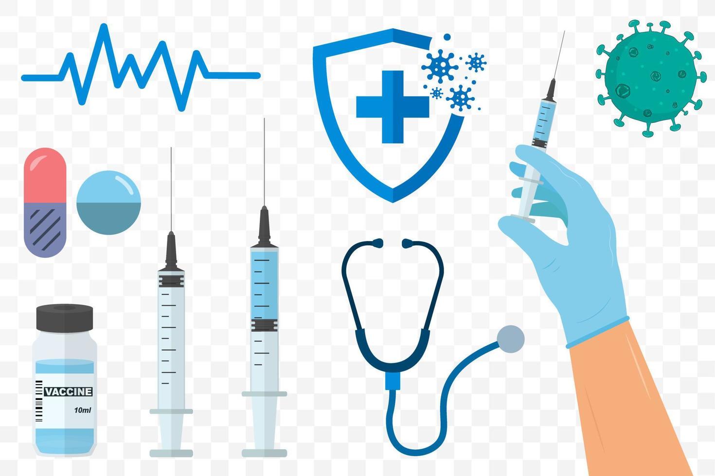 gezondheidszorg concept. medisch pictogrammen. verzameling van medisch thema's. vector illustratie Aan transparant achtergrond.