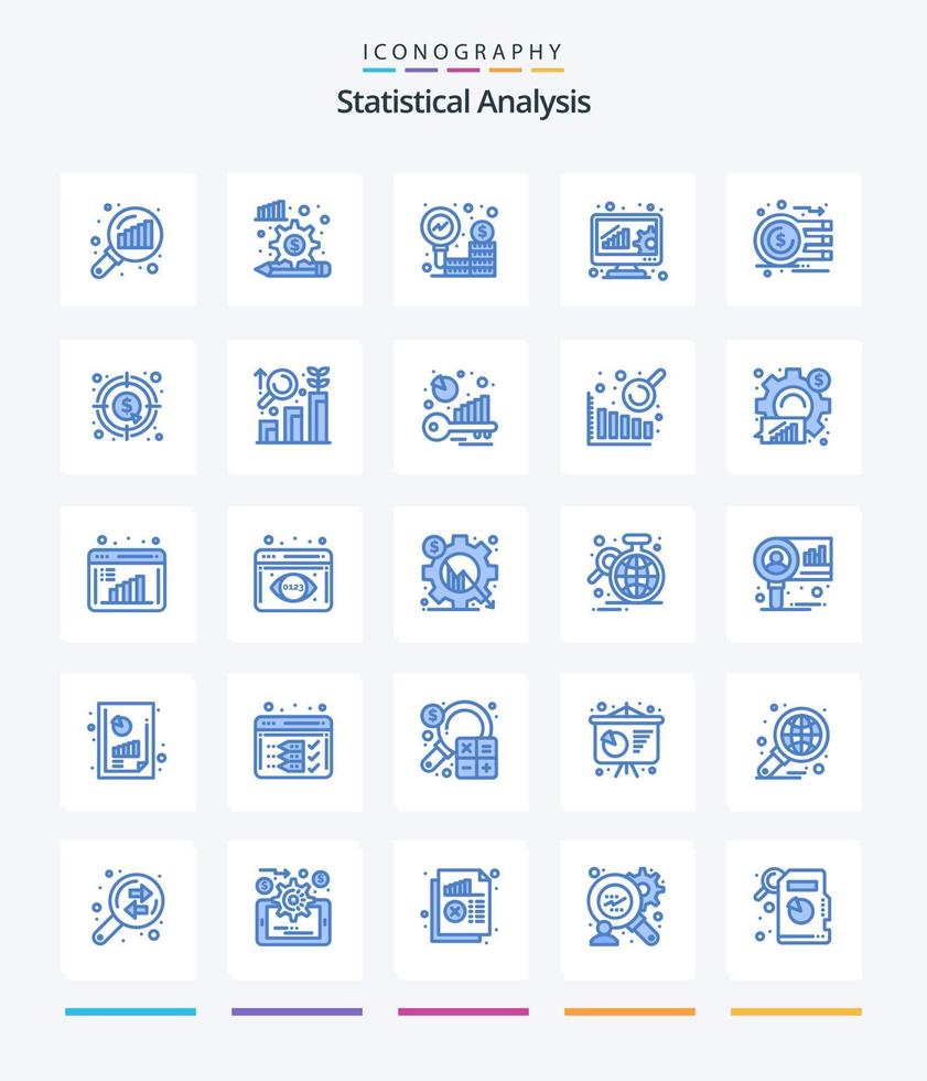 creatief statistisch analyse 25 blauw icoon pak zo net zo munteenheid. online evaluatie. bedrijf. gegevens beheer. analyse vector