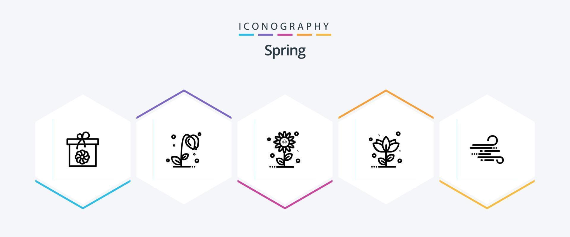 voorjaar 25 lijn icoon pak inclusief blazen. natuur. sub bloem. bloem. flora vector