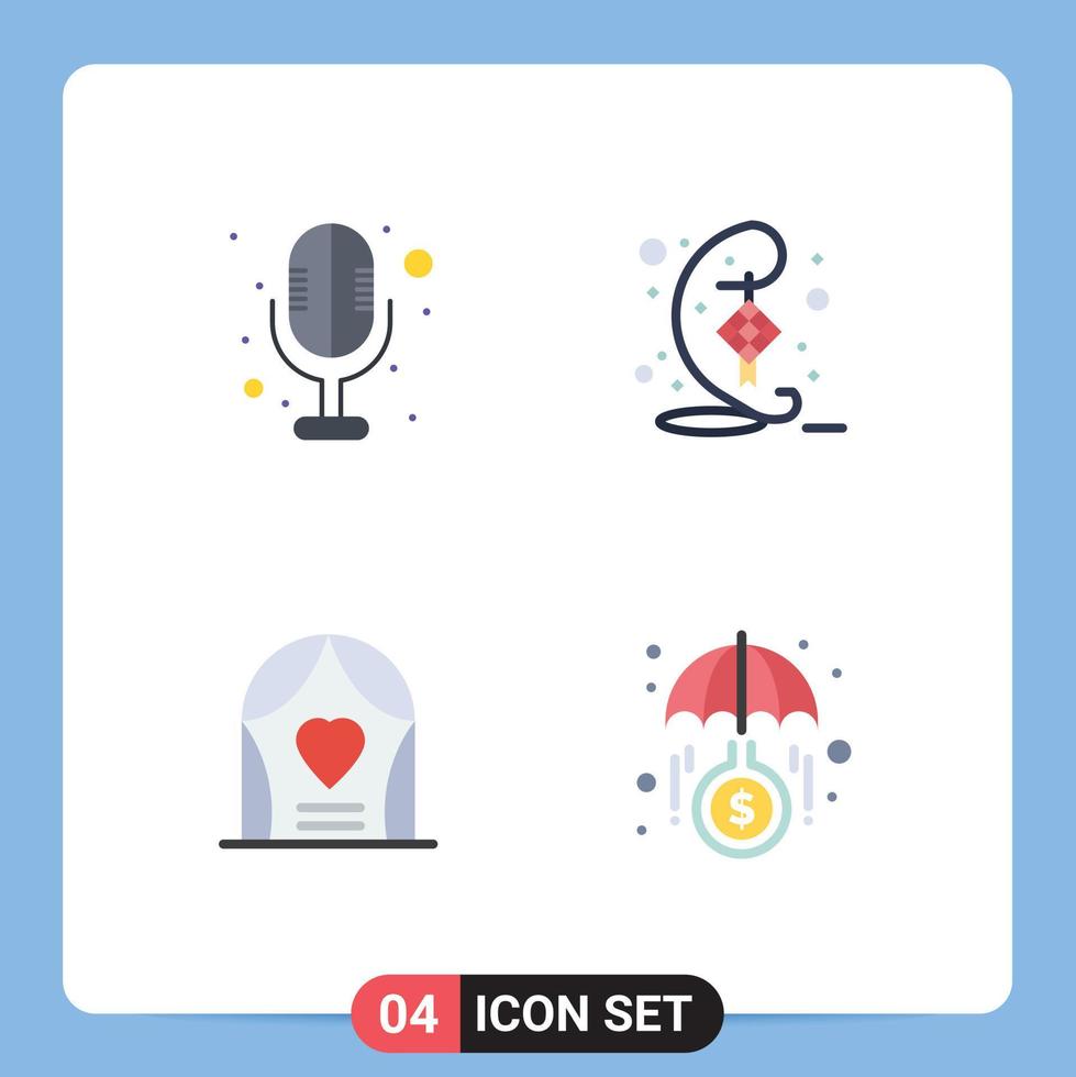 universeel icoon symbolen groep van 4 modern vlak pictogrammen van elektronica liefde decoratie hari raya fondsen bewerkbare vector ontwerp elementen