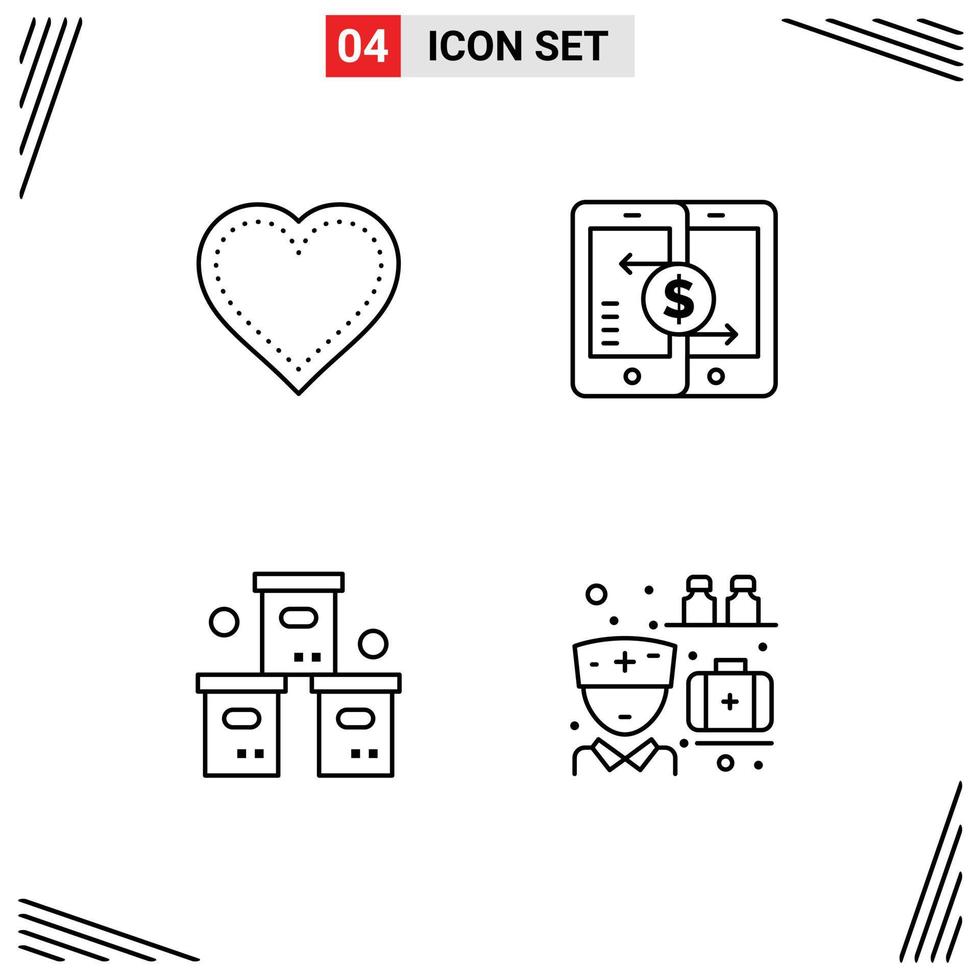 4 creatief pictogrammen modern tekens en symbolen van hart smartphone favoriete betaling logistiek bewerkbare vector ontwerp elementen