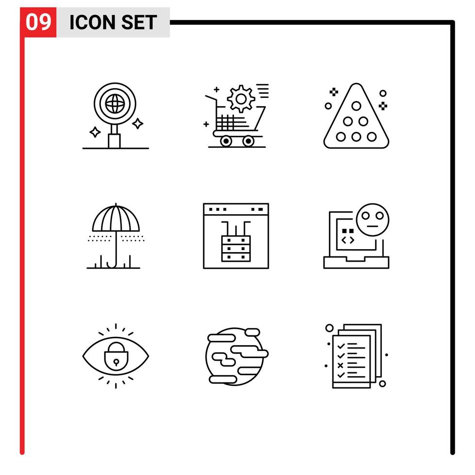 9 gebruiker koppel schets pak van modern tekens en symbolen van browser weer biljart paraplu sport bewerkbare vector ontwerp elementen