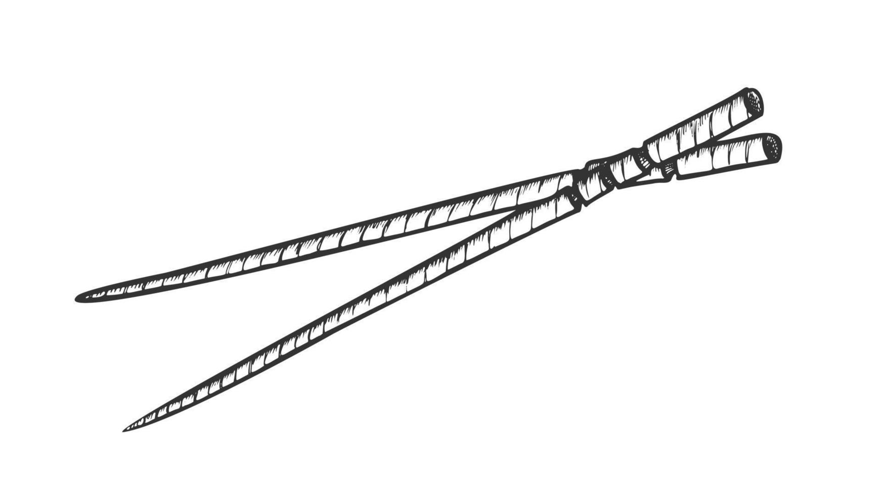 houten eetstokjes aan het eten gereedschap monochroom vector