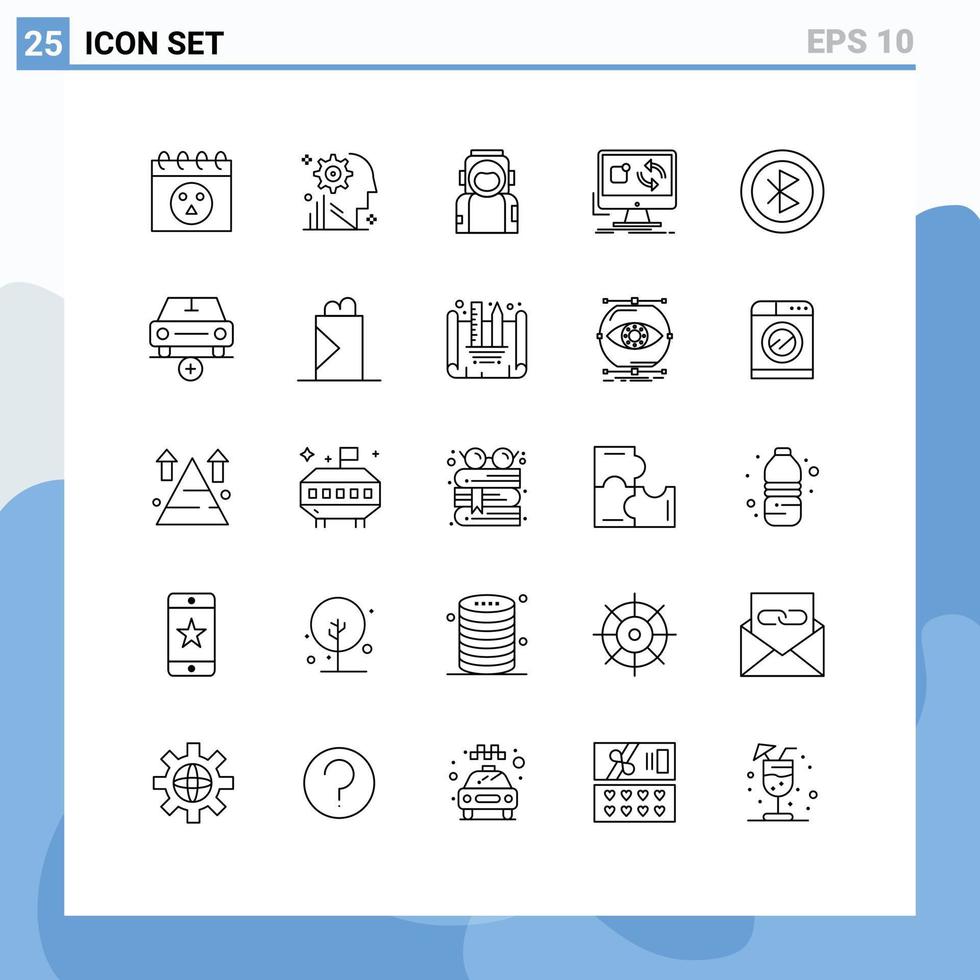 gebruiker koppel pak van 25 eenvoudig lijnen van synchroniseren toepassing astronaut app pak bewerkbare vector ontwerp elementen
