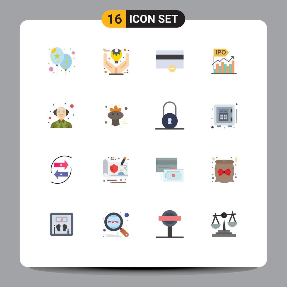 vlak kleur pak van 16 universeel symbolen van openbaar modern financiën eerste ipo bewerkbare pak van creatief vector ontwerp elementen