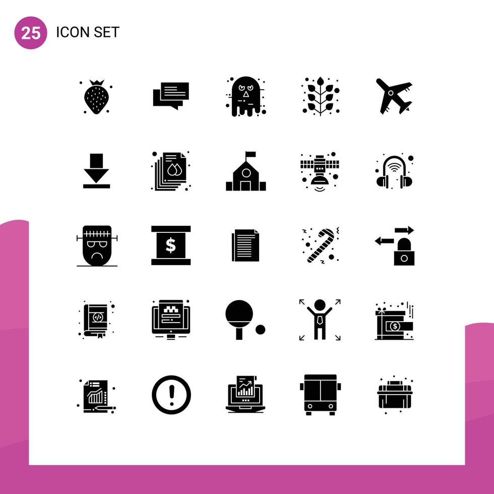 25 thematisch vector solide glyphs en bewerkbare symbolen van luchthaven blad avatar vallen eng bewerkbare vector ontwerp elementen