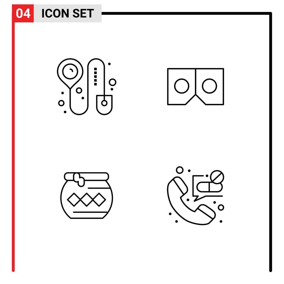 modern reeks van 4 gevulde lijn vlak kleuren pictogram van reservering pongal bril pot telefoontje bewerkbare vector ontwerp elementen