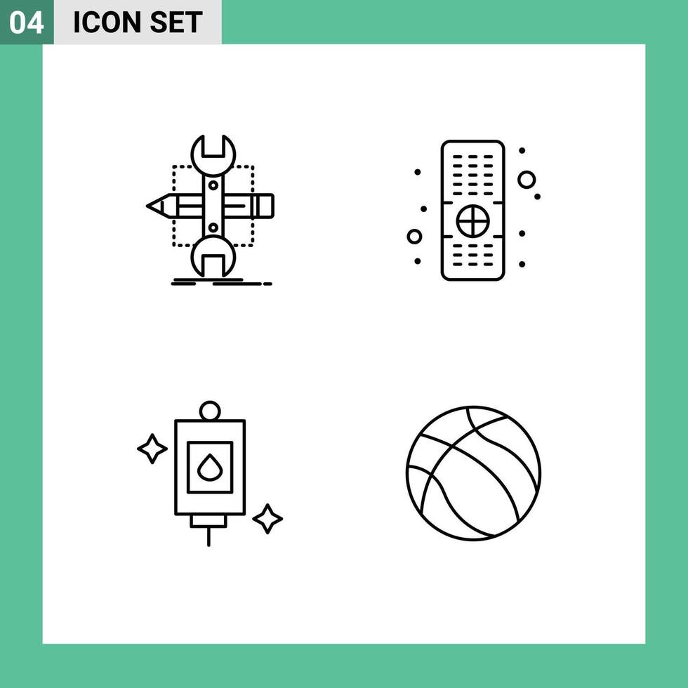 universeel icoon symbolen groep van 4 modern gevulde lijn vlak kleuren van bouwen medisch schetsen afgelegen behandeling bewerkbare vector ontwerp elementen