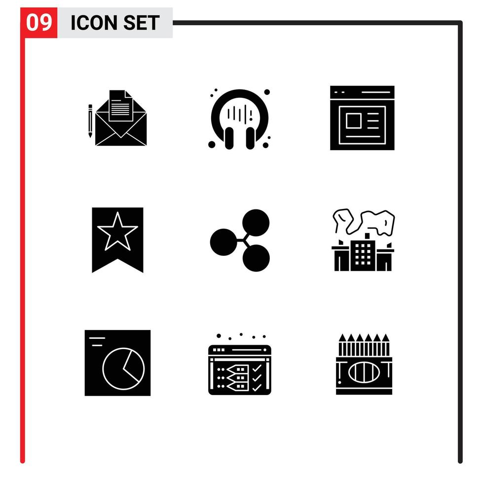 universeel icoon symbolen groep van 9 modern solide glyphs van technologie cryptogeld communicatie ster bladwijzer bewerkbare vector ontwerp elementen