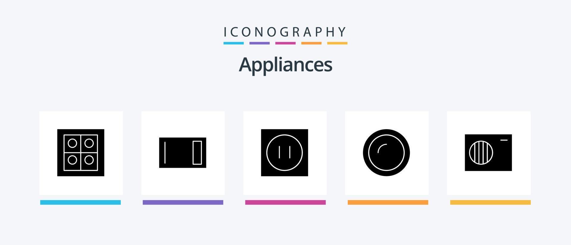 huishoudelijke apparaten glyph 5 icoon pak inclusief lucht. huishouden. huishoudelijke apparaten. gerecht. huishoudelijke apparaten. creatief pictogrammen ontwerp vector