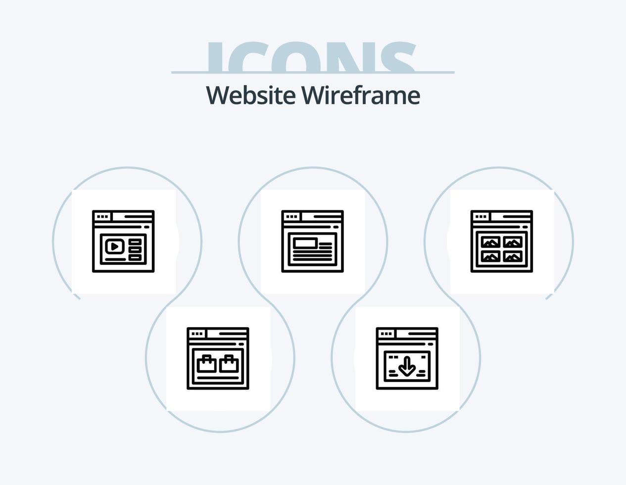 website wireframe lijn icoon pak 5 icoon ontwerp. web. internetten. website. downloaden. web vector