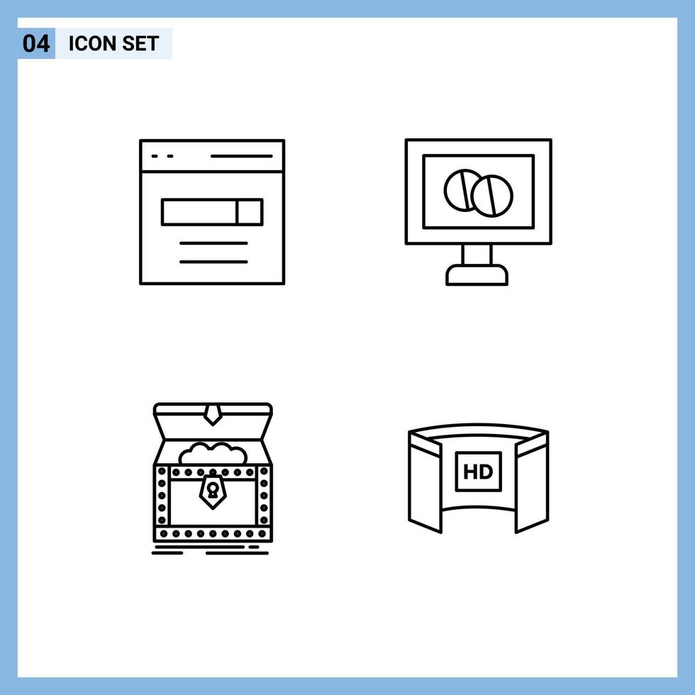 universeel icoon symbolen groep van 4 modern gevulde lijn vlak kleuren van communicatie borst zoeken geneeskunde beloning bewerkbare vector ontwerp elementen