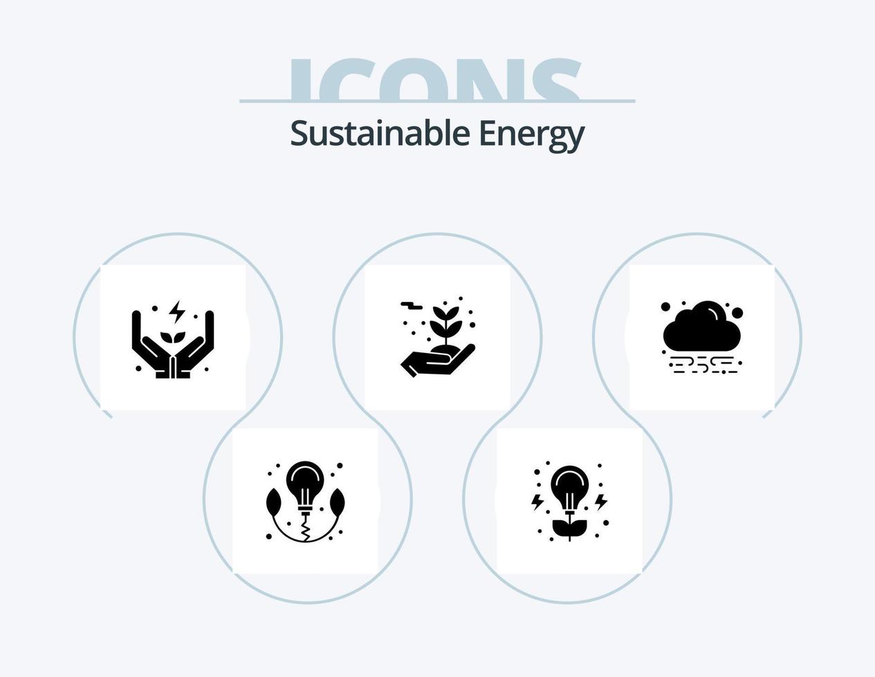 duurzame energie glyph icoon pak 5 icoon ontwerp. wolk. energie. energie. beschermen. milieu vector