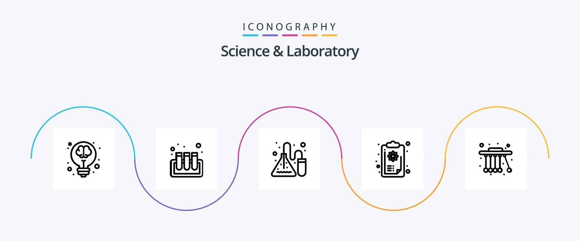 wetenschap lijn 5 icoon pak inclusief natuurkunde. logica. experiment. kennis. klembord vector