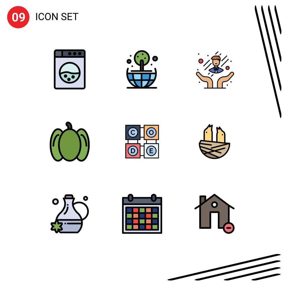 reeks van 9 modern ui pictogrammen symbolen tekens voor huis dier voedsel onderwijs aan het leren bewerkbare vector ontwerp elementen